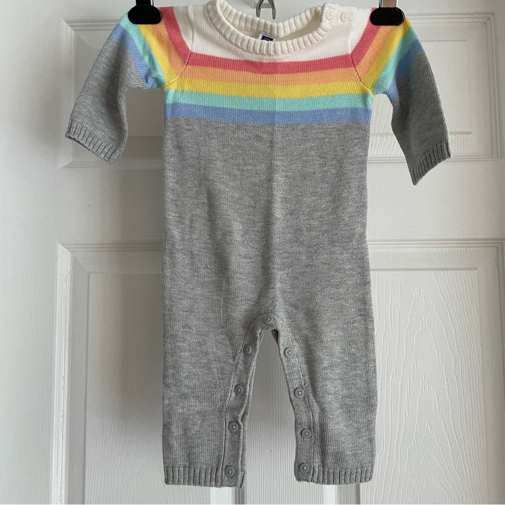 Janie and Jack rainbow knit jumpsuit